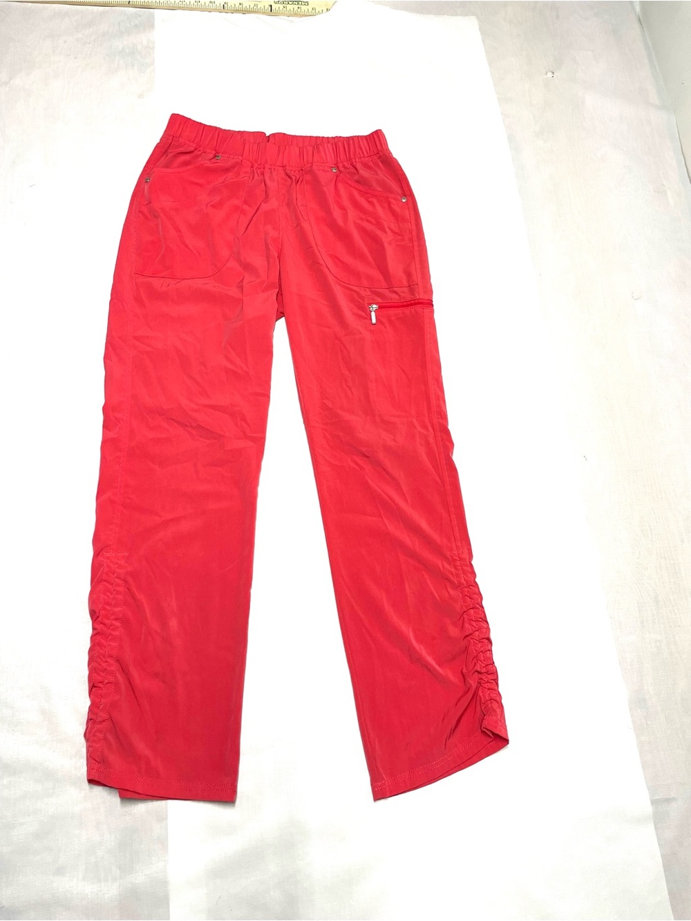 Bright Coral Cargo Scrub Pants with Side Zip Pocket Sz:Small
